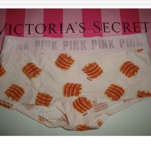 NWOT Cute! VICTORIA'S SECRET Pink Pancake Panties M Boyshorts Booty Shorts Logo